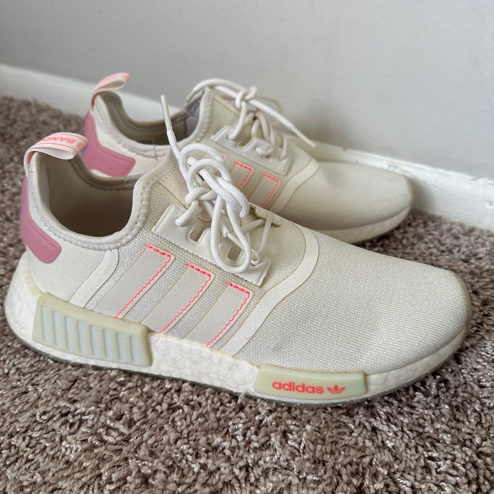 Adidas NMD_R1 SHOES White and Pink Women’s Sneakers